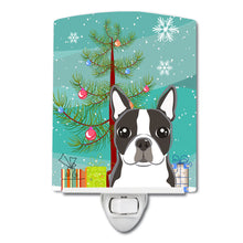 Load image into Gallery viewer, Christmas Tree and Boston Terrier Ceramic Night Light BB1575CNL