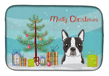 Load image into Gallery viewer, Christmas Tree and Boston Terrier Dish Drying Mat – Absorbent, Artistic Kitchen Essentials BB1575DDM
