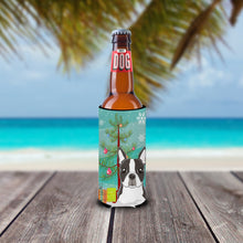 Load image into Gallery viewer, Christmas Tree and Boston Terrier Slim Can Hugger – Fun &amp; Functional Drink Coolers BB1575MUK