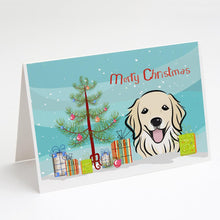 Load image into Gallery viewer, Christmas Tree and Golden Retriever Greeting Cards -  Blank Note Cards – 8-Pack of Artist-Designed Cards with Envelopes