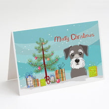 Load image into Gallery viewer, Christmas Tree and Schnauzer Greeting Cards -  Blank Note Cards – 8-Pack of Artist-Designed Cards with Envelopes