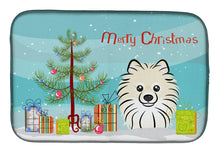 Load image into Gallery viewer, Christmas Tree and Pomeranian Dish Drying Mat – Absorbent, Artistic Kitchen Essentials BB1579DDM