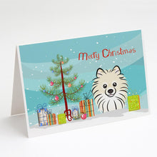 Load image into Gallery viewer, Christmas Tree and Pomeranian Greeting Cards -  Blank Note Cards – 8-Pack of Artist-Designed Cards with Envelopes