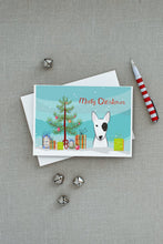 Load image into Gallery viewer, Christmas Tree and Bull Terrier Greeting Cards -  Blank Note Cards – 8-Pack of Artist-Designed Cards with Envelopes