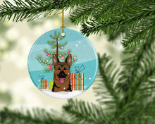 Load image into Gallery viewer, Christmas Tree and German Shepherd Ornament - Round Ceramic Ornament – Artist-Designed Keepsake Decoration BB1583CO1