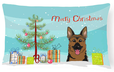 Christmas Tree and German Shepherd Fabric Decorative Pillow BB1583PW1216