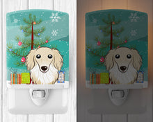 Load image into Gallery viewer, Christmas Tree and Longhair Creme Dachshund Ceramic Night Light BB1584CNL