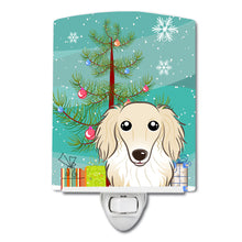 Load image into Gallery viewer, Christmas Tree and Longhair Creme Dachshund Ceramic Night Light BB1584CNL