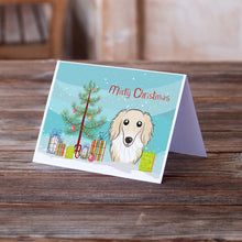 Load image into Gallery viewer, Christmas Tree and Longhair Creme Dachshund Greeting Cards -  Blank Note Cards – 8-Pack of Artist-Designed Cards with Envelopes