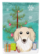 Load image into Gallery viewer, Christmas Tree and Longhair Creme Dachshund Garden Flag – Decorative Outdoor Yard Flag BB1584GF