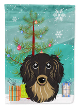 Load image into Gallery viewer, Christmas Tree and Longhair Black and Tan Dachshund Garden Flag – Decorative Outdoor Yard Flag BB1585GF