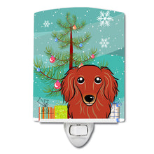 Load image into Gallery viewer, Christmas Tree and Longhair Red Dachshund Ceramic Night Light BB1586CNL