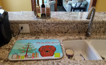 Load image into Gallery viewer, Christmas Tree and Longhair Red Dachshund Dish Drying Mat – Absorbent, Artistic Kitchen Essentials BB1586DDM