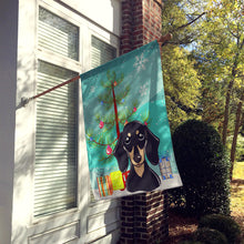 Load image into Gallery viewer, Christmas Tree and Smooth Black and Tan Dachshund Flag Canvas House Size BB1587CHF