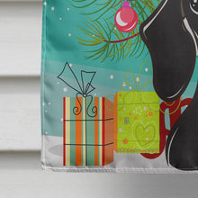 Load image into Gallery viewer, Christmas Tree and Smooth Black and Tan Dachshund Flag Canvas House Size BB1587CHF