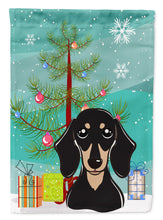 Load image into Gallery viewer, Christmas Tree and Smooth Black and Tan Dachshund Garden Flag – Decorative Outdoor Yard Flag BB1587GF