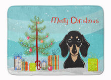 Load image into Gallery viewer, Christmas Tree and Smooth Black and Tan Dachshund Machine Washable Memory Foam Mat BB1587RUG