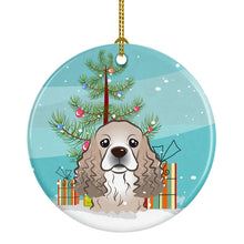 Load image into Gallery viewer, Christmas Tree and Cocker Spaniel Ornament - Round Ceramic Ornament – Artist-Designed Keepsake Decoration BB1588CO1