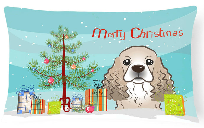 Christmas Tree and Cocker Spaniel Fabric Decorative Pillow BB1588PW1216