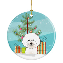 Load image into Gallery viewer, Christmas Tree and Bichon Frise Ornament - Round Ceramic Ornament – Artist-Designed Keepsake Decoration BB1589CO1