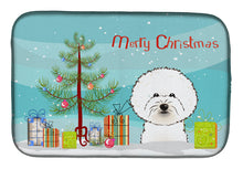 Load image into Gallery viewer, Christmas Tree and Bichon Frise Dish Drying Mat – Absorbent, Artistic Kitchen Essentials BB1589DDM