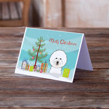 Load image into Gallery viewer, Christmas Tree and Bichon Frise Greeting Cards -  Blank Note Cards – 8-Pack of Artist-Designed Cards with Envelopes