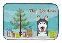 Load image into Gallery viewer, Christmas Tree and Alaskan Malamute Dish Drying Mat – Absorbent, Artistic Kitchen Essentials BB1590DDM