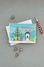 Load image into Gallery viewer, Christmas Tree and Alaskan Malamute Greeting Cards -  Blank Note Cards – 8-Pack of Artist-Designed Cards with Envelopes