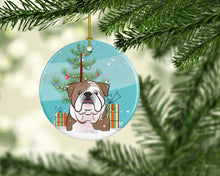 Load image into Gallery viewer, Christmas Tree and English Bulldog  Ornament - Round Ceramic Ornament – Artist-Designed Keepsake Decoration BB1591CO1