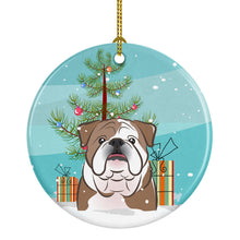 Load image into Gallery viewer, Christmas Tree and English Bulldog  Ornament - Round Ceramic Ornament – Artist-Designed Keepsake Decoration BB1591CO1