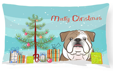 Christmas Tree and English Bulldog  Fabric Decorative Pillow BB1591PW1216