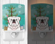 Load image into Gallery viewer, Christmas Tree and White English Bulldog  Ceramic Night Light BB1592CNL