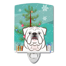 Load image into Gallery viewer, Christmas Tree and White English Bulldog  Ceramic Night Light BB1592CNL