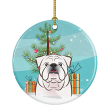 Load image into Gallery viewer, Christmas Tree and White English Bulldog  Ornament - Round Ceramic Ornament – Artist-Designed Keepsake Decoration BB1592CO1