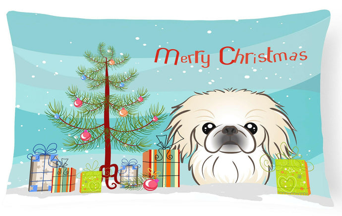 Christmas Tree and Pekingese Fabric Decorative Pillow BB1593PW1216
