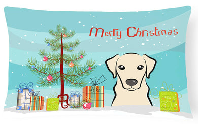 Christmas Tree and Yellow Labrador Fabric Decorative Pillow BB1594PW1216