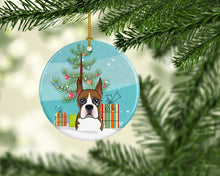 Load image into Gallery viewer, Christmas Tree and Boxer Ornament - Round Ceramic Ornament – Artist-Designed Keepsake Decoration BB1595CO1