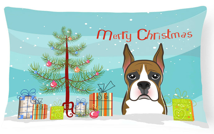 Christmas Tree and Boxer Fabric Decorative Pillow BB1595PW1216