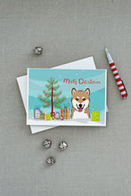 Load image into Gallery viewer, Christmas Tree and Shiba Inu Greeting Cards -  Blank Note Cards – 8-Pack of Artist-Designed Cards with Envelopes