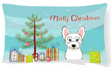 Christmas Tree and Westie Fabric Decorative Pillow BB1598PW1216