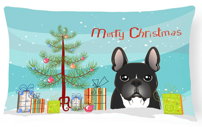 Christmas Tree and French Bulldog Fabric Decorative Pillow BB1599PW1216