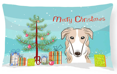 Christmas Tree and Borzoi Fabric Decorative Pillow BB1600PW1216