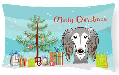 Christmas Tree and Saluki Fabric Decorative Pillow BB1601PW1216