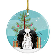 Load image into Gallery viewer, Christmas Tree and Japanese Chin Ornament - Round Ceramic Ornament – Artist-Designed Keepsake Decoration BB1602CO1