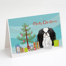 Load image into Gallery viewer, Christmas Tree and Japanese Chin Greeting Cards -  Blank Note Cards – 8-Pack of Artist-Designed Cards with Envelopes
