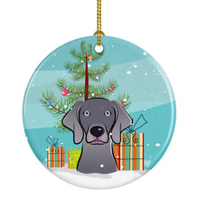 Load image into Gallery viewer, Christmas Tree and Weimaraner Ornament - Round Ceramic Ornament – Artist-Designed Keepsake Decoration BB1603CO1