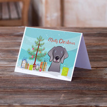 Load image into Gallery viewer, Christmas Tree and Weimaraner Greeting Cards -  Blank Note Cards – 8-Pack of Artist-Designed Cards with Envelopes