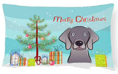 Christmas Tree and Weimaraner Fabric Decorative Pillow BB1603PW1216
