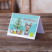 Load image into Gallery viewer, Christmas Tree and Yorkie Puppy Greeting Cards -  Blank Note Cards – 8-Pack of Artist-Designed Cards with Envelopes