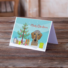 Load image into Gallery viewer, Christmas Tree and Wirehaired Dachshund Greeting Cards -  Blank Note Cards – 8-Pack of Artist-Designed Cards with Envelopes